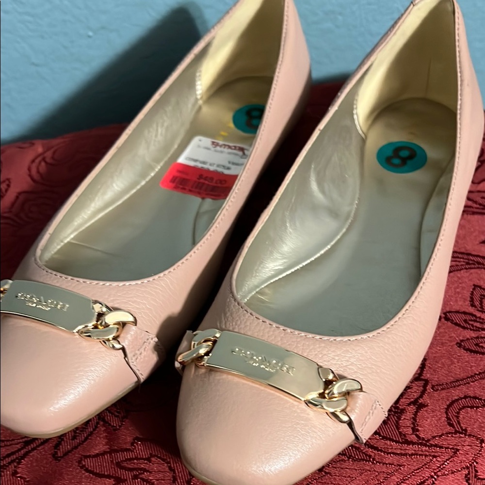 Coach Women's Pink Leather Flats